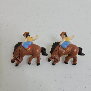 Horse Riding Earrings Bull Painted Cowboy Boho Southwestern Equestrian Brown